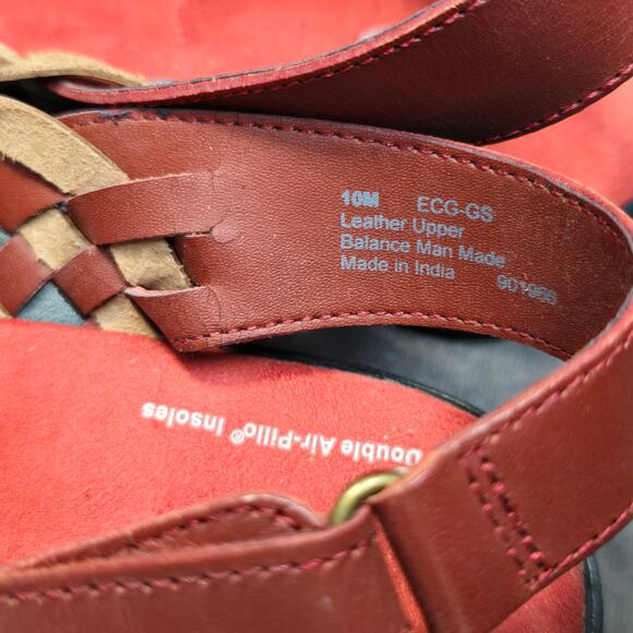 Dr Scholls Red Aztec Double Air Pillo Cushion Insoles Leather Sandals Comfort - Picture 7 of 9